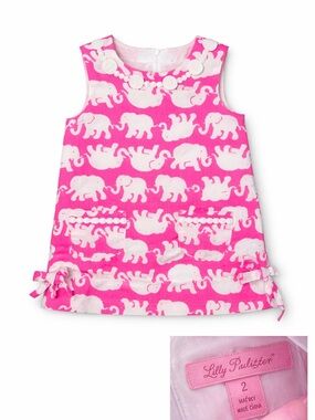 Lilly Pulitzer Hot Pink & White Elephant Print Sleeveless Pajama Dress 2T